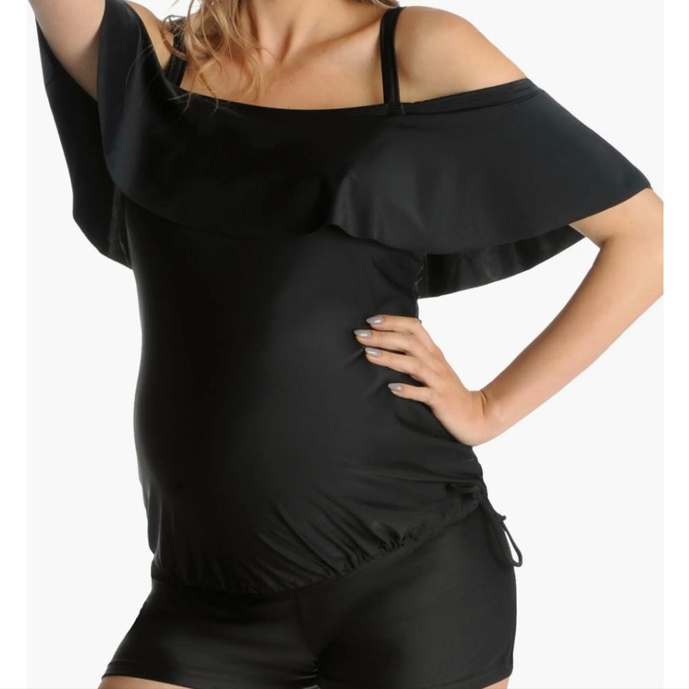 NWOT  MERMAID MATERNATY  RUFFLE TANKINI  TOP - Picture 3 of 6